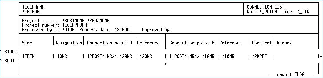 Figure 1391:  A typical endless FMT form with semi-graphics (a wire list)