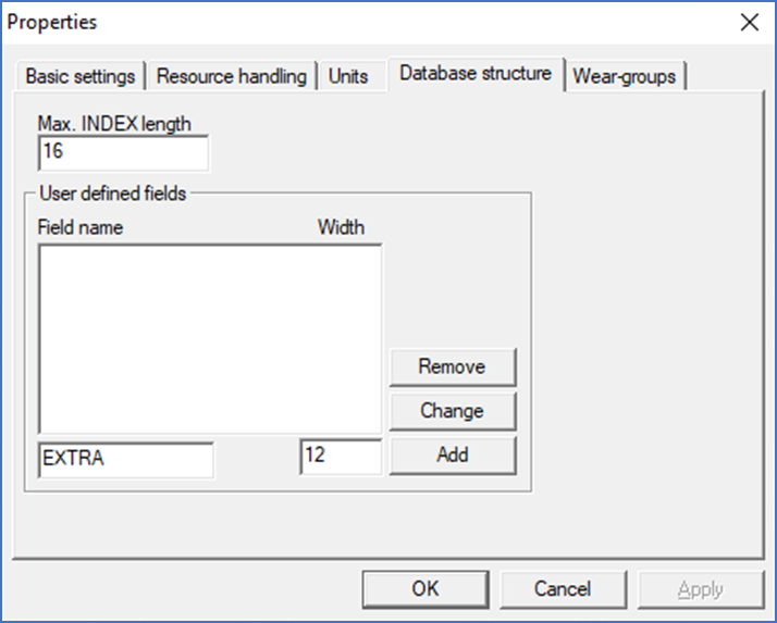 Figure 1439:  The Database structure tab in the Properties dialogue