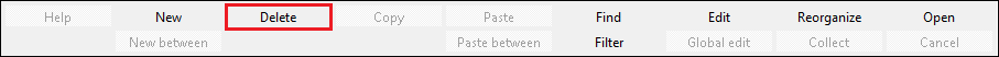 Figure 76:  The "Delete" button in the toolbar