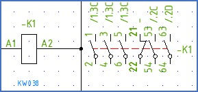 Figure 367:  The same contactor with a standard fixed item designation, when such has been generated