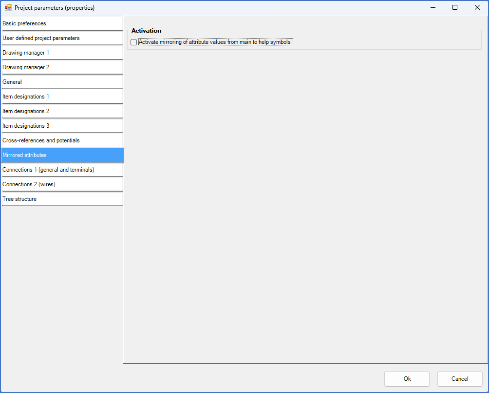 Figure 444:  The "Mirrored attributes" tab when the feature has been entirely turned off