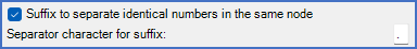 Figure 481:  The "Suffix to separate identical numbers in the same node" parameter is placed above "Separator character for suffix".