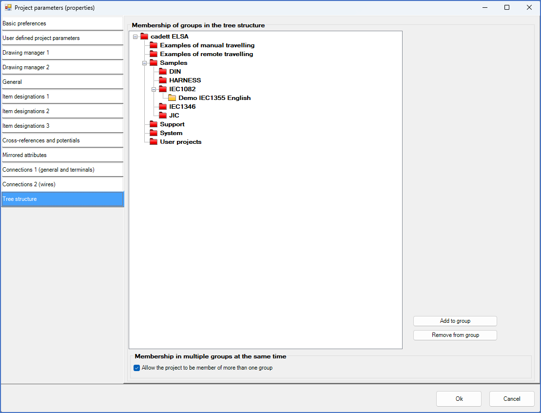 Figure 498:  The "Tree structure" tab of the "Project parameters" dialogue box