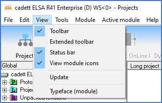 Figure 32:  The "View" pull-down menu