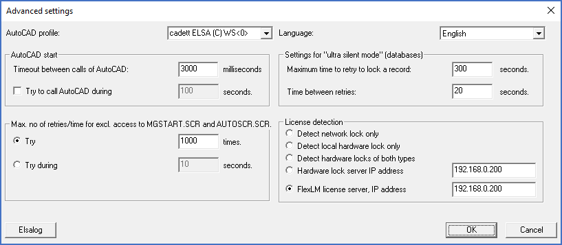 Figure 41:  "Advanced settings", for language, license detection and other things