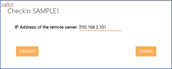 Figure 250:  Verify that the specified IP address to the server is correct. Then click "CHECKIN".