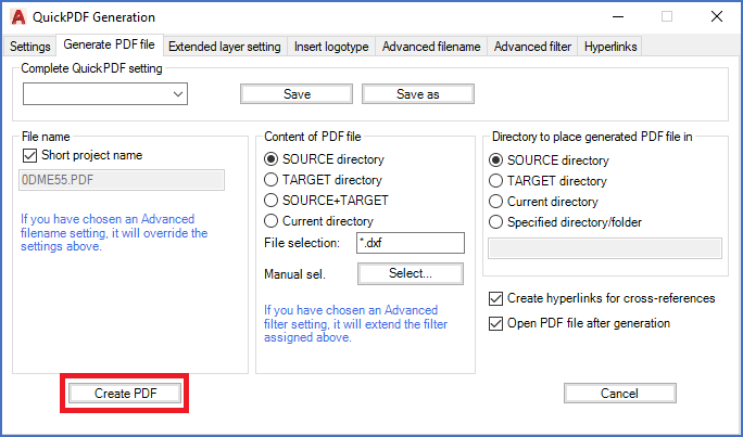 Figure 1032:  The "Create PDF" button