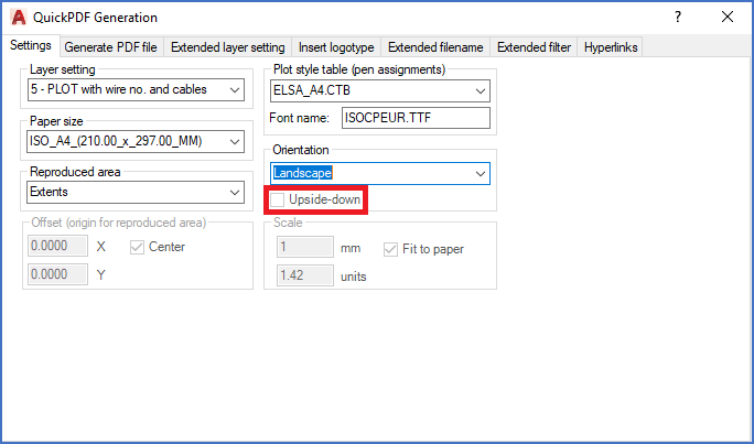 Figure 1044:  The "Upside-down" field in the "Orientation" section