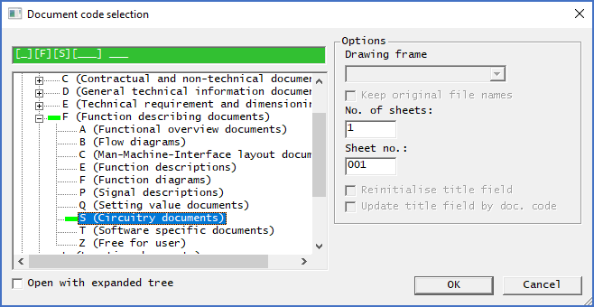 Figure 627:  The dialogue after selecting "class/subclass" codes. "Area" and "counting number" remains to be selected however.