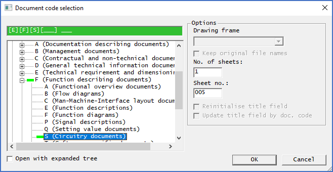 Figure 623:  This figure shows the dialogue as it looks after selecting "Area" and "Class/subclass". One click is needed for each selection, in this case three clicks.