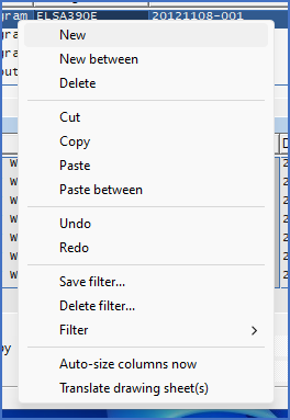 Figure 544:  The context menu in the surveys of the Drawing Manager