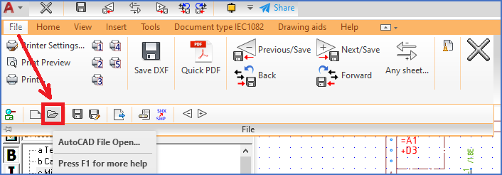 Figure 695:  The OPEN command in the ribbon menu