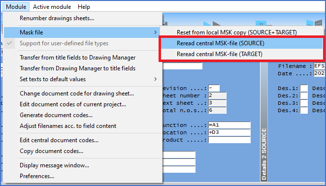 Figure 702:  The "Reread central MSK file" commands