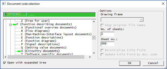 Figure 680:  The Document code selection dialogue box