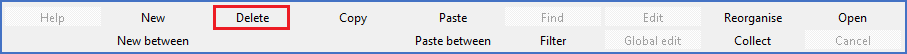 Figure 536:  The "Delete" command in the toolbar