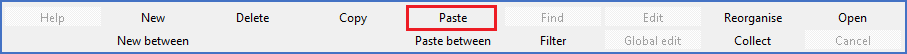 Figure 538:  The "Paste" command in the toolbar