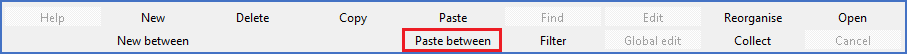 Figure 539:  The "Paste between" command in the toolbar