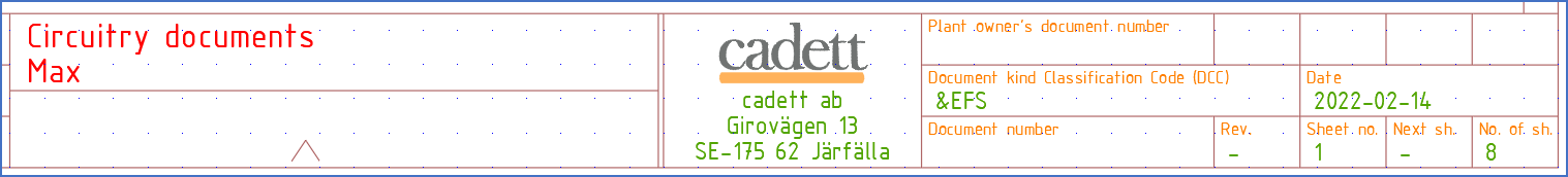 Figure 596:  Several fields in the title field reflect the choice of document codes that were made when the drawing sheet was created, like the DCC code and the titles.