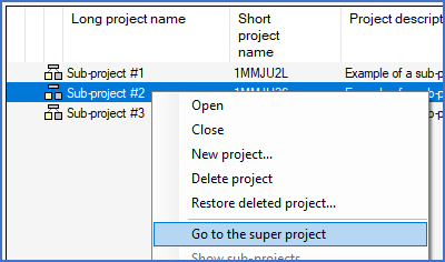 Figure 88:  The "Go to the super project" command