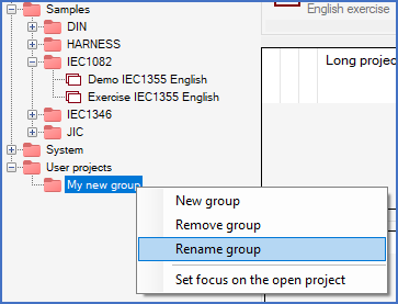Figure 108:  Right-click and select "Rename group" to change the name of a group.