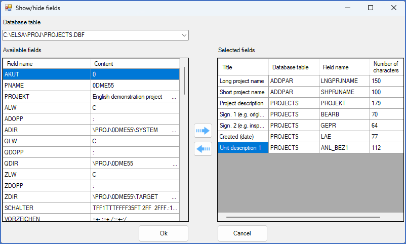 Figure 213:  A field has been selected using a single left mouse-click.