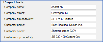 Figure 266:  The "Project texts" section