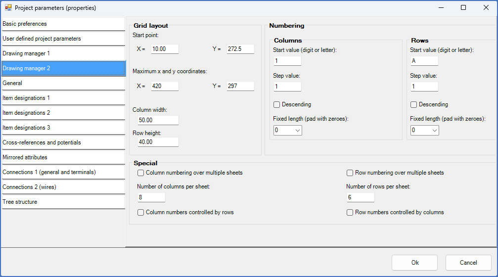 Figure 313: The "Drawing manager 2" tab of the Project parameters