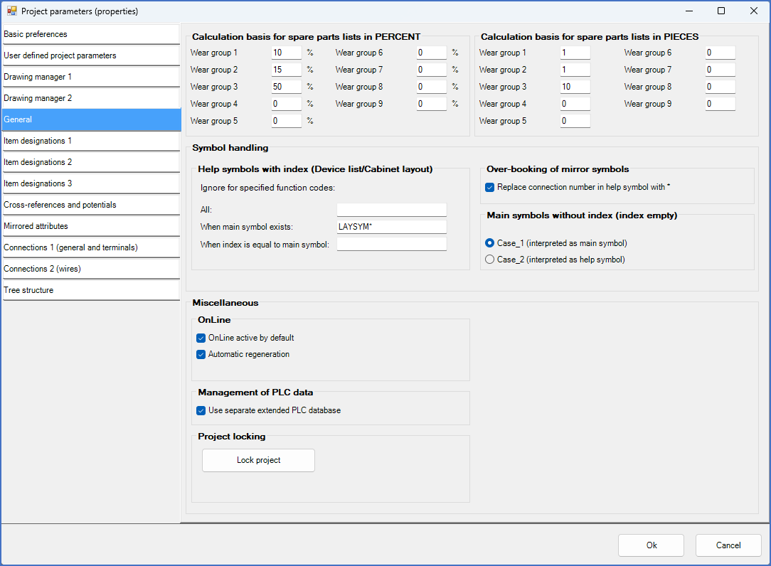 Figure 323: The "General" tab of the project parameters