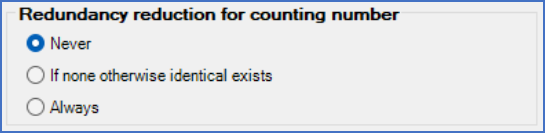 Figure 387:  The "Redundancy reduction for counting number" sub-section