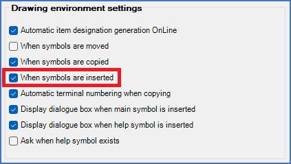 Figure 411:  The "When symbols are inserted" check-box