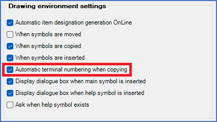 Figure 412:  The "Automatic terminal numbering when copying" check-box