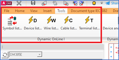 Figure 1237:  The "Dynamic OnLine I" panel of the "Tools" tab in the ribbon menu