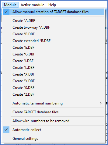 Figure 1319: The "Allow manual creation of TARGET database files" command in the "Module" pull-down menu