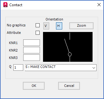 Figure 856: "Horizontal" has been activated, which means vertical contacts.