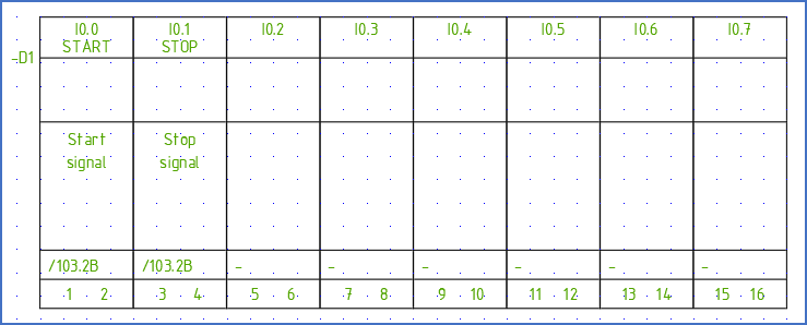 Figure 913: This is an example of a vertical PLC mirror (8 channel digital input with 2 connection points for each input)