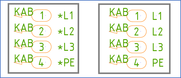 Figure 853: Cable cores of a dynamic cable mirror to the left, and of a fixed one to the right