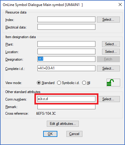 Figure 831: The sequence of the connection point numbers in the OnLine dialogue box as shown here is determined by the sequence in question.