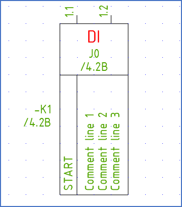 Figure 893: This is a typical I/O symbol, a vertical digital input with two connection points directed upwards. This symbol is named "SPDJ2U", and you can find it under resource category "85" in the standard IEC1082 symbol library.