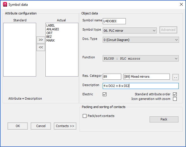 Figure 924: In the "Symbol data" dialogue, you adjust "Symbol name", "Description", and "Resource Category".