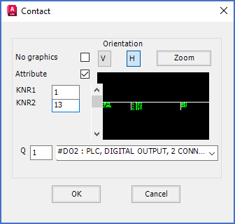 Figure 927: In the "Contact" dialogue, you specify function code (type of I/O) and connection point numbers for each I/O.