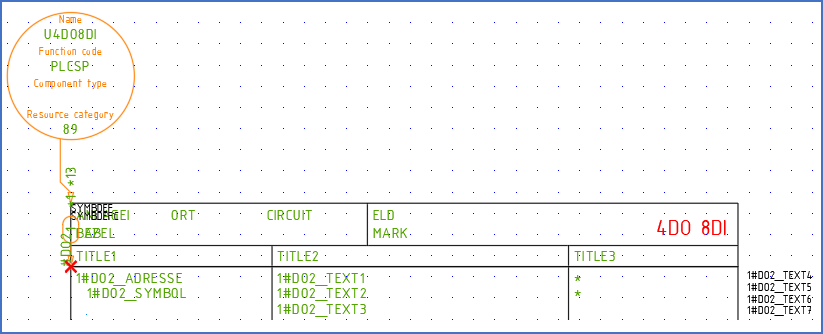 Figure 928: The first new I/O has been inserted. The red cross in this figure does not turn up in reality. It has been added to this figure to show where the insertion point of the function object (the I/O) should be placed.