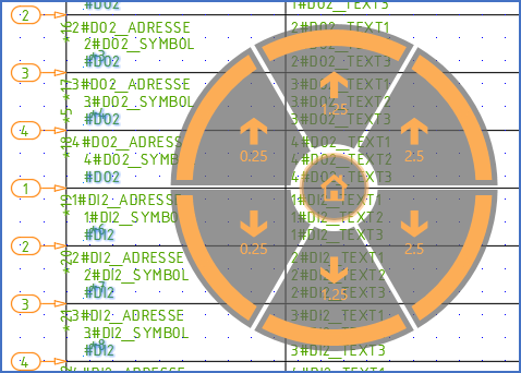 Figure 935: Without exiting the "Attribute adjustment tool", the same attributes have also been moved downwards and to the right, so that they are consistent with the others attributes of the mirror.