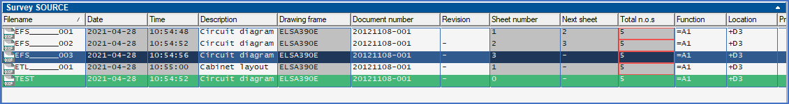 Figure 644:  A DXF file named "TEST" has been collected and is therefore displayed in green.