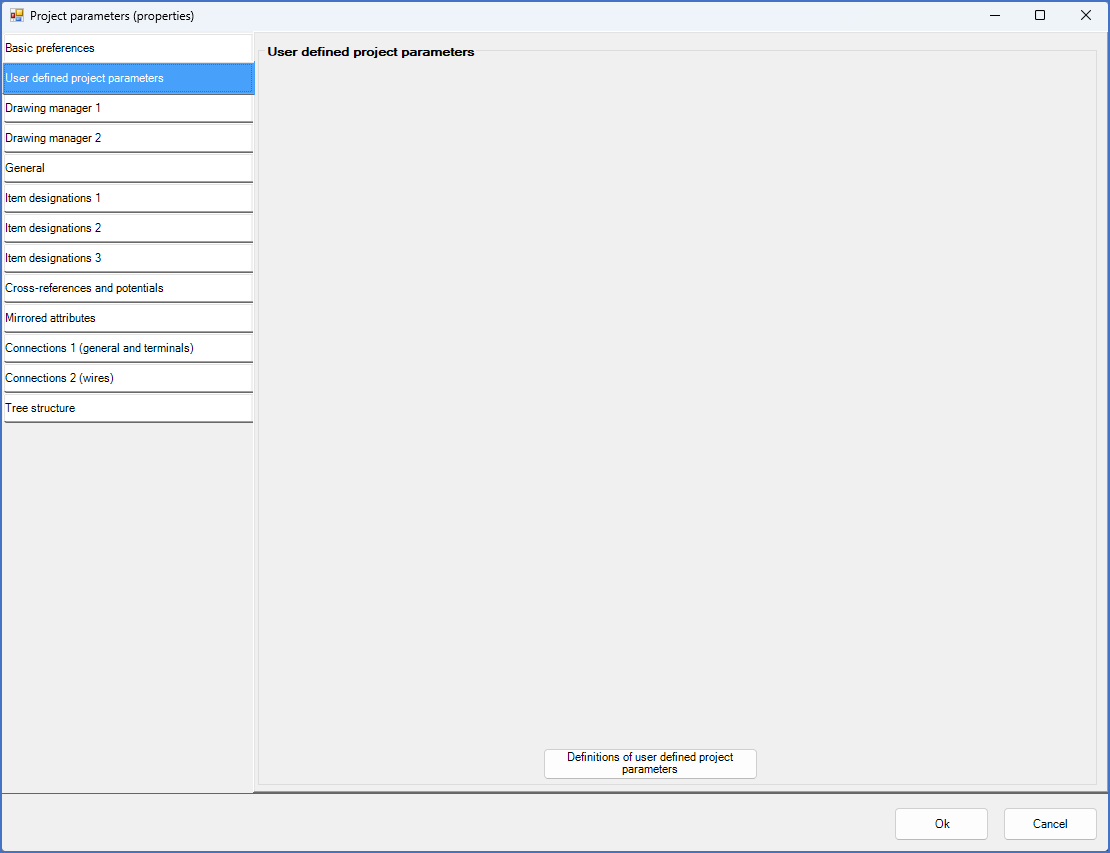 Figure 275:  In a project without any user defined project parameters, this tab is simply empty, like this.