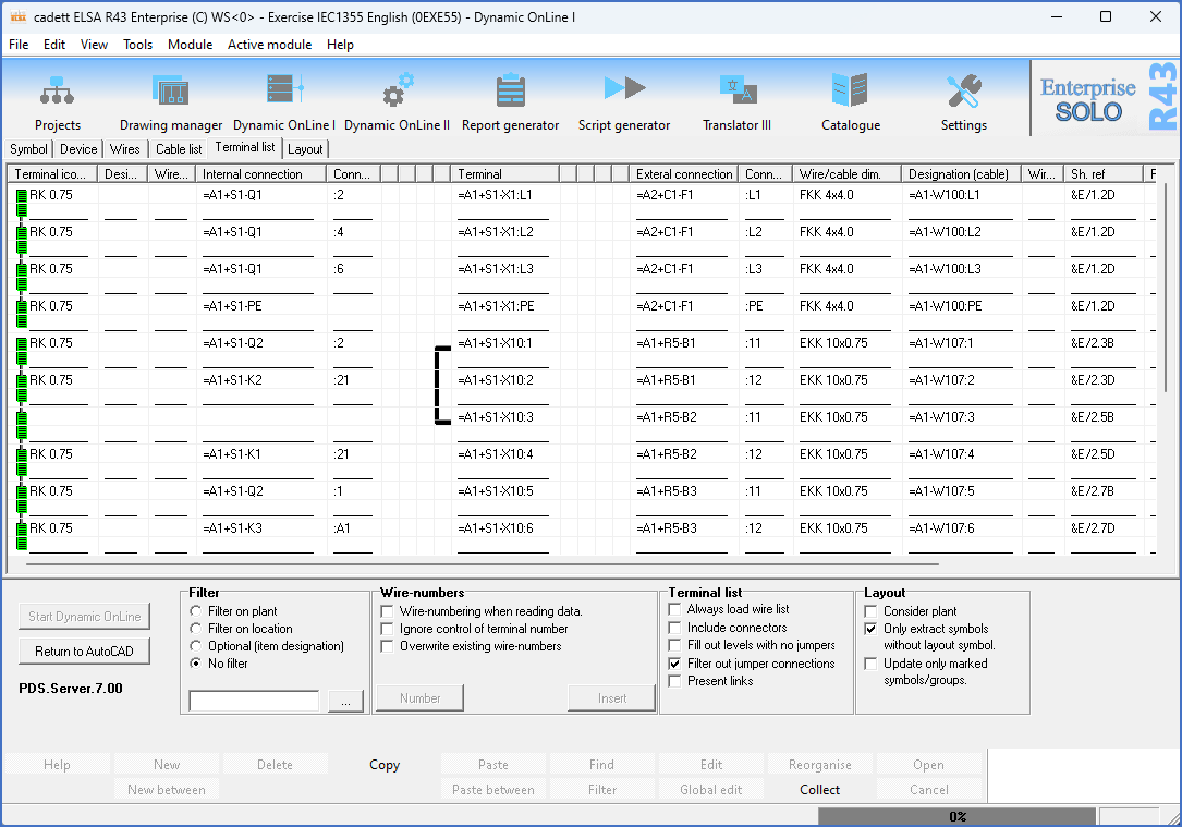 Figure 1200:  The "Terminal list" of Dynamic OnLine I