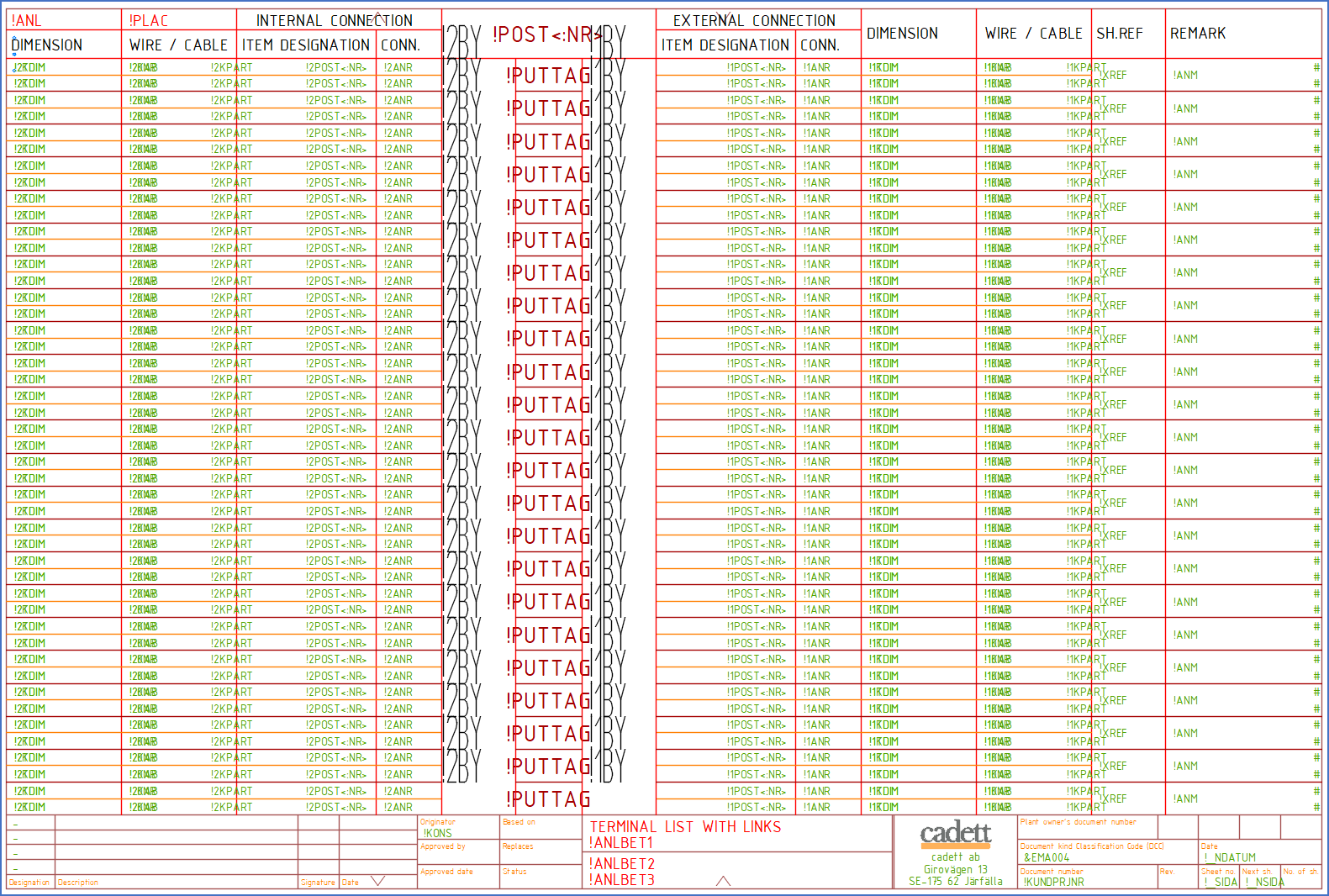 Figure 1389:  The link variables have been moved one terminal upwards to get the correct sequence between all varables when they are sorted during the preparation of the DXF form.