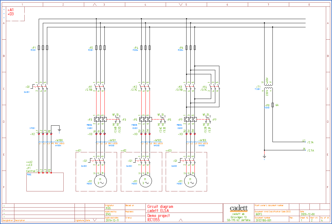 Figure 1720:  A sheet from the demonstration project "Demo IEC1355 English" is used as an example.