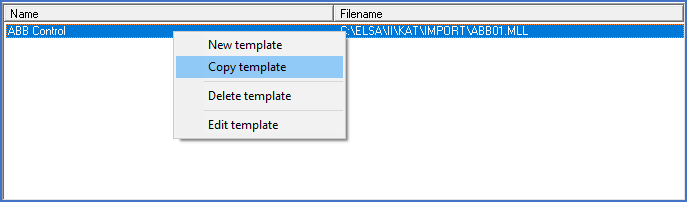 Figure 1582:  The context menu in the template list