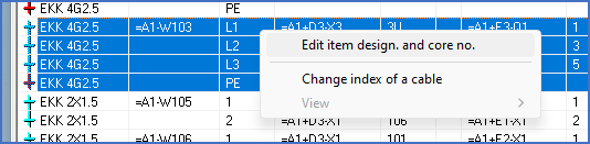 Figure 1292:  Right-click and select the “Edit item design. and core no.” command.