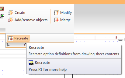 Figure 1715:  Recreate is located in the Option Handling slide-out panel.